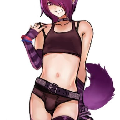 mikel-kun, 2n5, 1boy, arm strap, belt, black nails, bulge, clothes pull, earrings, emo, emo boy, femboy, fingerless gloves, girly, gloves