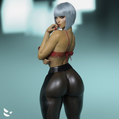 apex legends, respawn entertainment, loba, loba (apex legends), loba andrade, gm studios, alternate hairstyle, ass, bangs, big ass, big breasts, bob cut, bra, dark-skinned female, short hair