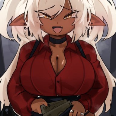 original, original character, zanamaoria, 1futa, blonde hair, breasts, clothed, clothing, dark-skinned futanari, dark elf, dark skin, dildo, elf, erection, futa only