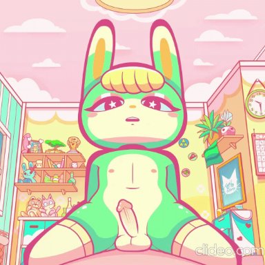 animal crossing, nintendo, sasha (animal crossing), tophatmahoney, 2boys, anal, anal sex, anthro, balls, black eyes, blonde hair, cowgirl position, erection, femboy, fur