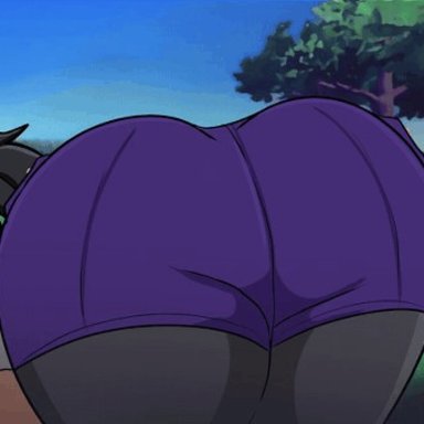 nintendo, pokemon, pokemon sv, florian (pokemon), nemona (pokemon), blaze (artist), bxblazexd, 1boy, 1girls, ass, big ass, big butt, black hair, boner, boner in pants