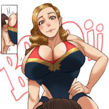 avengers, marvel, marvel cinematic universe, marvel comics, spider-man (series), captain marvel, carol danvers, peter parker, spider-man, tora tora, 1boy, 1boy1girl, 1girls, ass, athletic