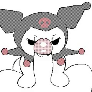 onegai my melody, sanrio, kuromi, bestialum, aggressive, black eyes, blowjob, cute fang, deepthroat, eyelashes, fellatio, hat, hat only, red nose, shiny skin