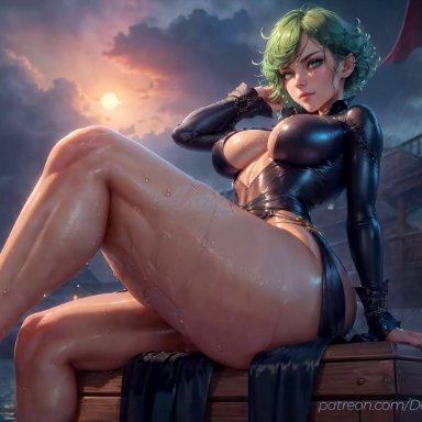 one-punch man, tatsumaki, darkblazeai, nai diffusion, stable diffusion, 1girls, alternate ass size, alternate breast size, alternate costume, bangs, big breasts, blush, breasts, cleavage, clothing