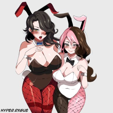 rwby, cinder fall, neo (rwby), hyperrxgue, 2girls, black hair, two tone hair, tagme