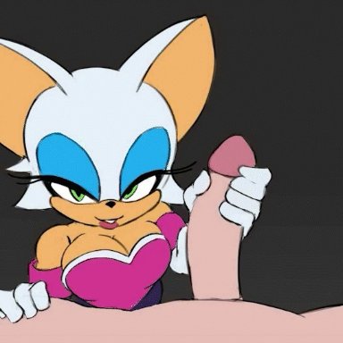 sega, sonic (series), sonic the hedgehog (series), rouge the bat, cranihum, 1boy, 1girls, 5 fingers, anthro, big breasts, big penis, black background, black nose, blue eyeshadow, breasts