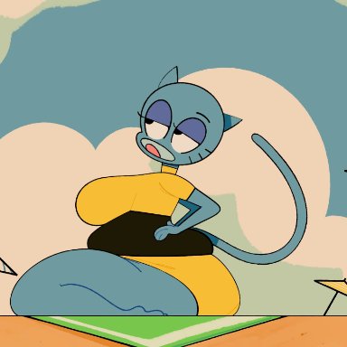 cartoon network, patreon, the amazing world of gumball, nicole watterson, puntthepoodle, 1girl, 1girls, anthro, ass, background, beach, beach background, beach towel, big ass, big breasts