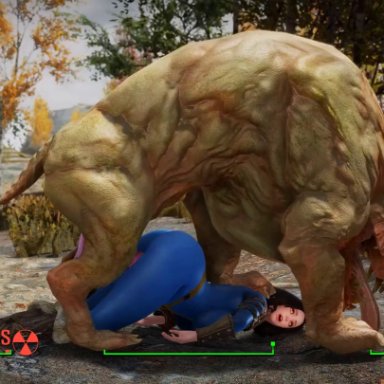 bethesda softworks, fallout, skyrim, mutant hound, vault dweller, animal penis, doggy style, vault suit, zoophilia, animated, tagme, video