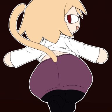 tsukihime, type-moon, neco-arc, superbinario, 1girls, :3, animal humanoid, ass, big butt, black clothing, black legwear, black stockings, blonde hair, bottomwear, cat humanoid