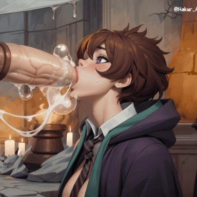 harry potter, harry potter: hogwarts mystery, merula snyde, hakur ai, 1girls, 1horse, cum, cum bubbles, deepthroat, horse, horsecock, huge cock, massive penis, oral, oral sex