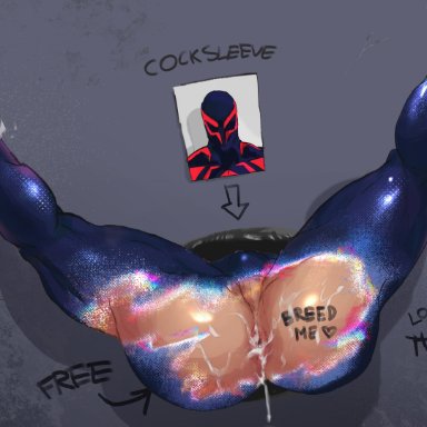 marvel, marvel comics, spider-man (series), spider-man 2099, miguel o'hara, spider-man, 1boy, ass, faceless male, forced, gay, glory wall, imminent sex, inviting, inviting to sex