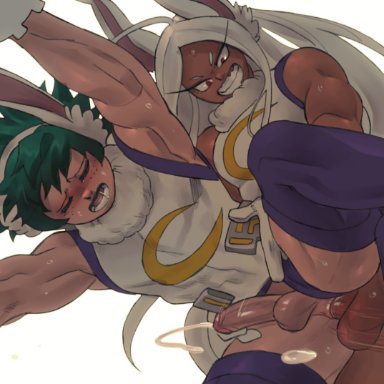 boku no hero academia, my hero academia, izuku midoriya, miruko, miruko (cosplay), rumi usagiyama, 1boy, 1futa, 1male, anal, anal insertion, anal sex, balls, bunny ears, cum