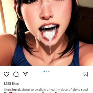 instagram, original character, stable diffusion, taliredmint, after fellatio, after oral, after sex, assertive female, cellphone, cum, cum in mouth, cum on face, humiliation, looking at viewer, mind break