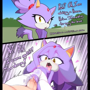 sega, sonic (series), sonic the hedgehog (series), blaze the cat, delicioussoup, 1boy, 1girls, ahe gao, ahegao, anthro, anthro on human, anthro penetrated, blush, blushing, bodily fluids