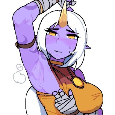 league of legends, riot games, soraka, coconuts (artist), armpit, armpit crease, armpit fetish, armpits, clothed, clothing, female, female only, fully clothed, presenting armpit, smelly armpits