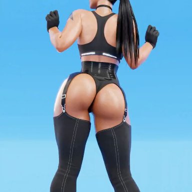 overwatch, pharah, trioodi, ass shake, dancing, dominatrix, ponytail, 3d animation, animated, blender, tagme, video