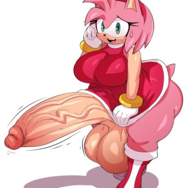 sega, sonic (series), sonic the hedgehog (series), amy rose, cyberlord1109, glitchlord8391, 1girls, anthro, ass, balls, big ass, big balls, big breasts, big penis, breast grab