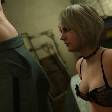 resident evil, resident evil 4 remake, ashley graham, ashley graham (ella freya), madrugasfm, 1boy, 1girls, areolae, ass, big ass, big breasts, big penis, blonde, blonde hair, blowjob