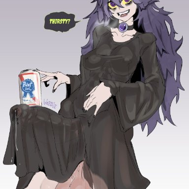 hex maniac, streachybear, 1futa, balls, big balls, black nails, bottomless, breasts, clothed, clothing, erection, futa only, futanari, goth, huge cock