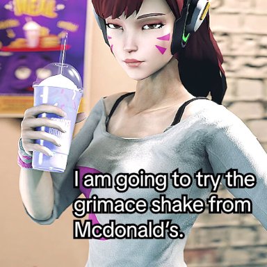 overwatch, d.va, pokedudesfm, grimace, 3d, animated, grimace shake, tagme, video