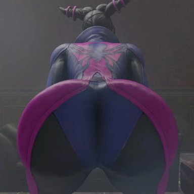 capcom, street fighter, street fighter v, juri han, kishi, 1girls, ass, ass focus, ass on glass, ass press, big ass, black hair, bodysuit, clothed female, female