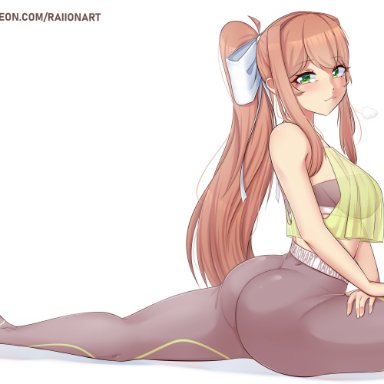 ddlc, doki doki literature club, raionart, 1female, 1girls, anus, ass, blush, bowtie, breasts, eyebrows, eyebrows visible through hair, eyelashes, eyes, feet