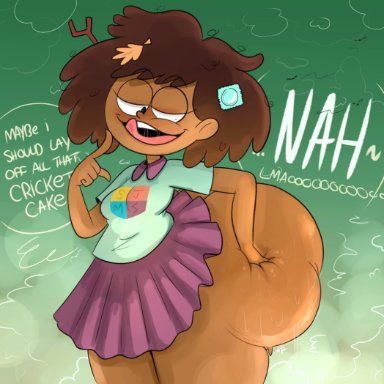 amphibia, amphibia (series), disney, disney channel, anne boonchuy, ota (artist), ass, ass hair, big ass, big butt, black eyebrows, black eyelashes, black eyes, blue clothing, blue shirt