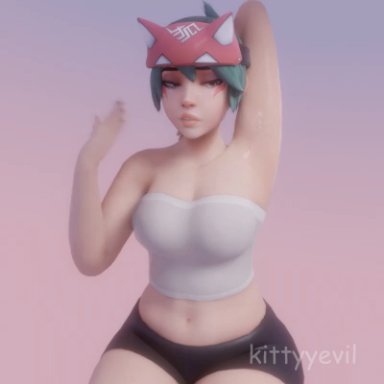 overwatch, overwatch 2, kiriko (overwatch), evilaudio, kittyyevil, miyukiva, 1boy, 1girls, after ejaculation, after sex, ahe gao, ahegao, anal, armpits, arms up