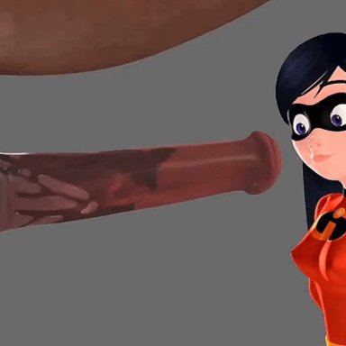 disney, pixar, the incredibles, violet parr, accessory, animal genitalia, animal penis, armpit hair, balls, big penis, blush, body hair, breasts, duo, equid