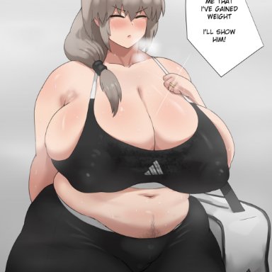 uzaki-chan wa asobitai!, uzaki tsuki, zeroqrisu, 1girls, bbw, big breasts, breasts, busty, chubby, chubby female, cleavage, curvaceous, curvy, curvy body, curvy female