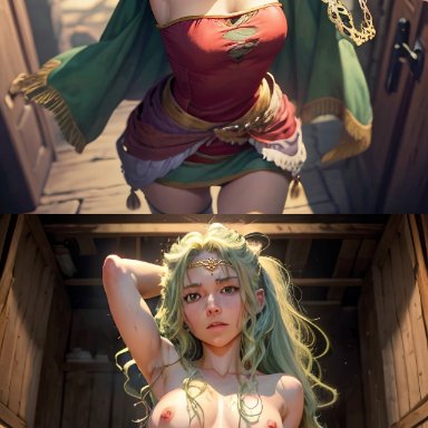 final fantasy, final fantasy vi, terra branford, stable diffusion, 1boy, 1boy1girl, 1girl1boy, 1girls, angry sub, arm behind head, arm sleeves, bare pussy, bare shoulders, before and after, blank eyes