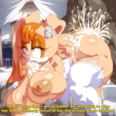 sega, sonic (series), sonic the hedgehog (series), vanilla the rabbit, angelauxes, ambiguous penetration, anthro, anthro penetrated, areola, ass, balls, bent over, big balls, big breasts, big butt