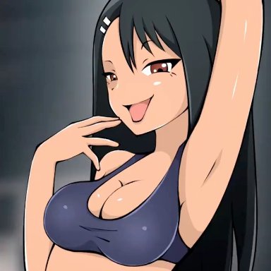 please don't bully me, nagatoro, hayase nagatoro, zonen404, all the way through, anal, dark-skinned male, excessive cum, huge ass, inflation, penetration through clothes, shorts, twerking, 60fps, animated, interpolated
