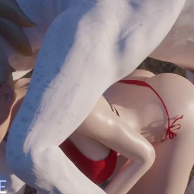 overwatch, mercy, animal penis, bestiality, bikini, doggy style, doggy style position, horse, horsecock, moaning, moaning in pleasure, standing, standing sex, zoophilia, animated