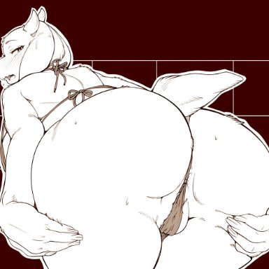 undertale, undertale (series), toriel, sindoll, anthro, ass, big butt, bikini, blush, boss monster, bovid, caprine, clothed, clothing, female