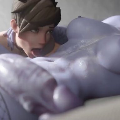 blizzard entertainment, overwatch, amelie lacroix, lena oxton, tracer, widowmaker, nyl2, 1futa, blue hair, breasts, brown hair, cum, cum on body, female, futanari