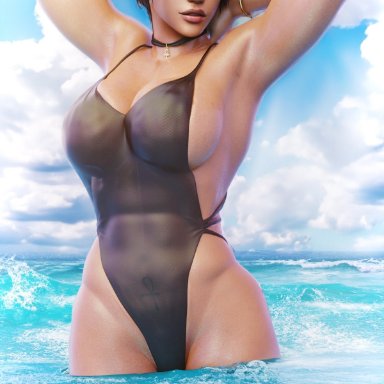 blizzard entertainment, overwatch, pharah, grvty3d, 1girls, abs, ass, big ass, big breasts, bikini, black hair, breasts, curvy, curvy body, curvy female