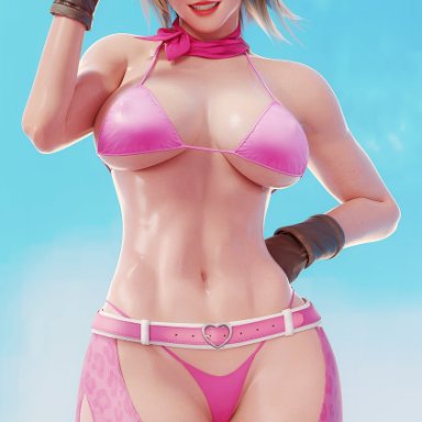 barbie (franchise), dead or alive, barbara millicent roberts, tina armstrong, fugtrup, 1girls, barbie, big breasts, bikini, blonde hair, blue eyes, breasts, busty, cow girl, cowboy hat