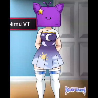 nimu, mochi senpai, 1boy, 1girls, ambiguous penetration, ass bounce, ass shake, assjob, big ass, big penis, bouncing ass, box on head, buttjob, cum, cum in pussy