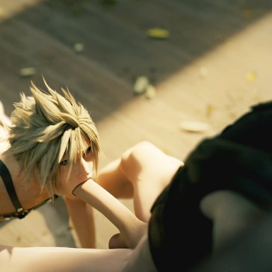 final fantasy, final fantasy vii, final fantasy vii remake, cloud strife, zack fair, 2boys, abs, balls, biceps, big balls, big penis, black hair, blonde hair, blowjob, completely nude