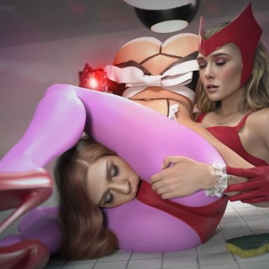 avengers, marvel, marvel cinematic universe, marvel comics, wandavision, x-men, black widow (marvel), elizabeth olsen, natasha romanoff, scarlet witch, scarlett johansson, wanda maximoff, reptide, 2girls, athletic