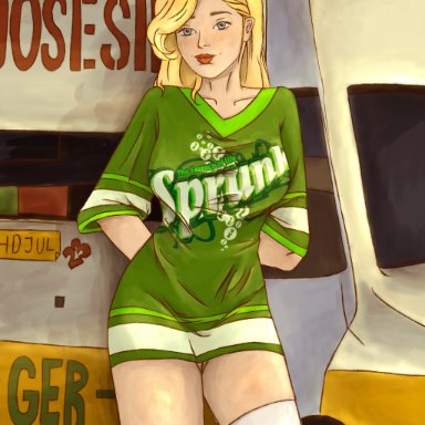 grand theft auto, grand theft auto online, grand theft auto v, nopixel, horrificdgn, 1girls, blonde hair, blue eyes, car, outdoors, outside, public, pussy, thighhighs, thighs