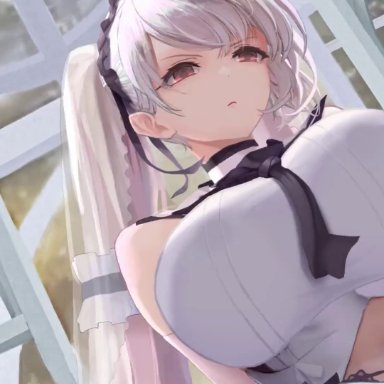 azur lane, formidable (azur lane), hodarakika, 1boy, 1girls, alternate costume, areolae, belly button, black panties, blush, bouncing breasts, breasts, cum, cum four times, cum in pussy