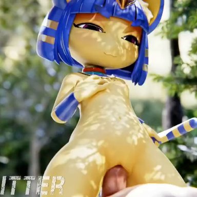 animal crossing, nintendo, ankha, ankha (animal crossing), ankha (zy0n7), wigfritter, zy0n7, 1boy, 1girls, anthro, blue hair, breasts, cat, cock, cowgirl position