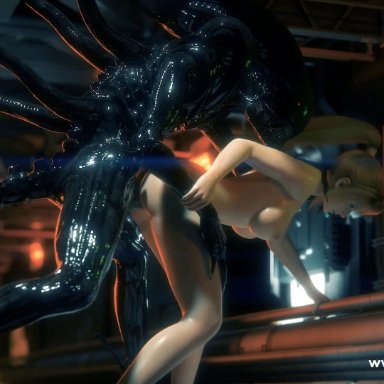 alien (franchise), samus aran, sarah bryant, xenomorph, kittenvox, thenestnsfw, blender, breeding, doggy style, orgasm, oviposition, science fiction, animated, sound, sound effects