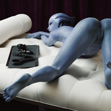 bioware, electronic arts, mass effect, mass effect 2, mass effect 3, asari, liara t'soni, koelet3d, 1girls, alien, alien girl, alien humanoid, anus, ass, barefoot