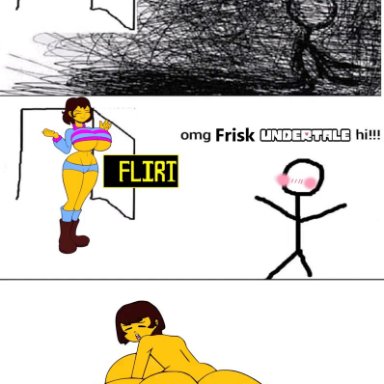 undertale, undertale (series), frisk, tasteofchoklit, tasteofchoklit (edit), 1boy, 1girls, anal, big balls, bouncing ass, brown hair, bubble butt, closed eyes, cowgirl position, female