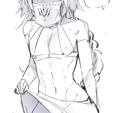 fate (series), fate/apocrypha, fate/grand order, astolfo (fate), artist request, nabibutter, 1boy, armwear, astolfo, big penis, blush, blushing, braid, braided hair, covered mouth