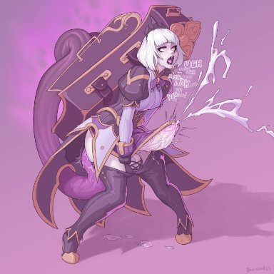 heroes of the storm, orphea, demimond23, 1futa, ass, balls, bangs, big ass, breasts, clothed, clothing, cum, cum while penetrated, dress pull, ejaculation