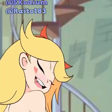 star vs the forces of evil, star butterfly, saltyxodium, 1boy, 1girls, ass, big ass, big breasts, blonde hair, blush, bouncing ass, female focus, long hair, looking back, looking pleasured